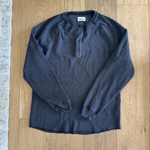 Taylor Stitch The Heavy Bag Waffle Henley Men's 42 Gray Charcoal Long Sleeve